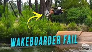 Wakeboarder Tries a Front Roll and Falls