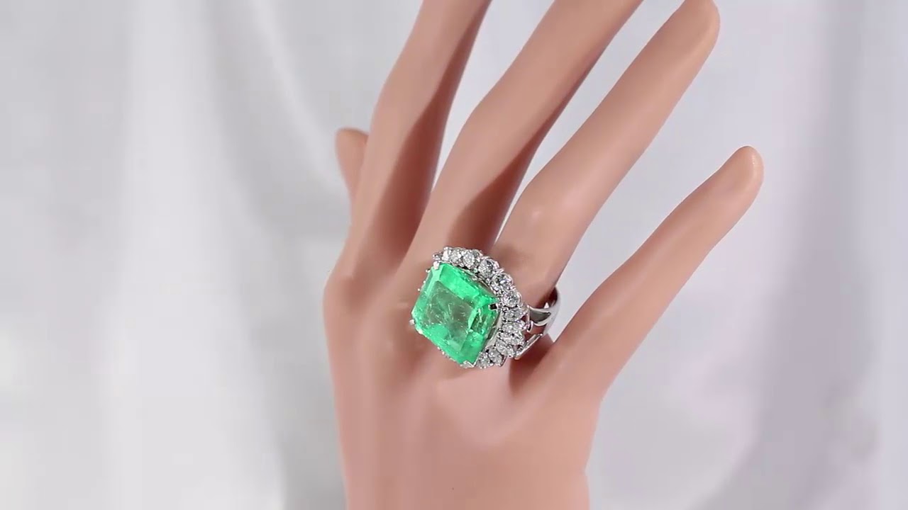21.62ct コロンビア産 エメラルドダイヤモンドリング/13.5号