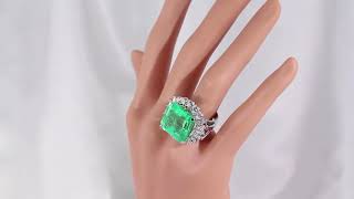 21.62ct コロンビア産 エメラルドダイヤモンドリング/13.5号/Pt900