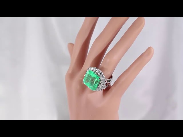 21.62ct コロンビア産 エメラルドダイヤモンドリング/13.5号/Pt900