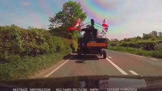 (Dash Cam) Caught behind steam traction engines in Shropshire.