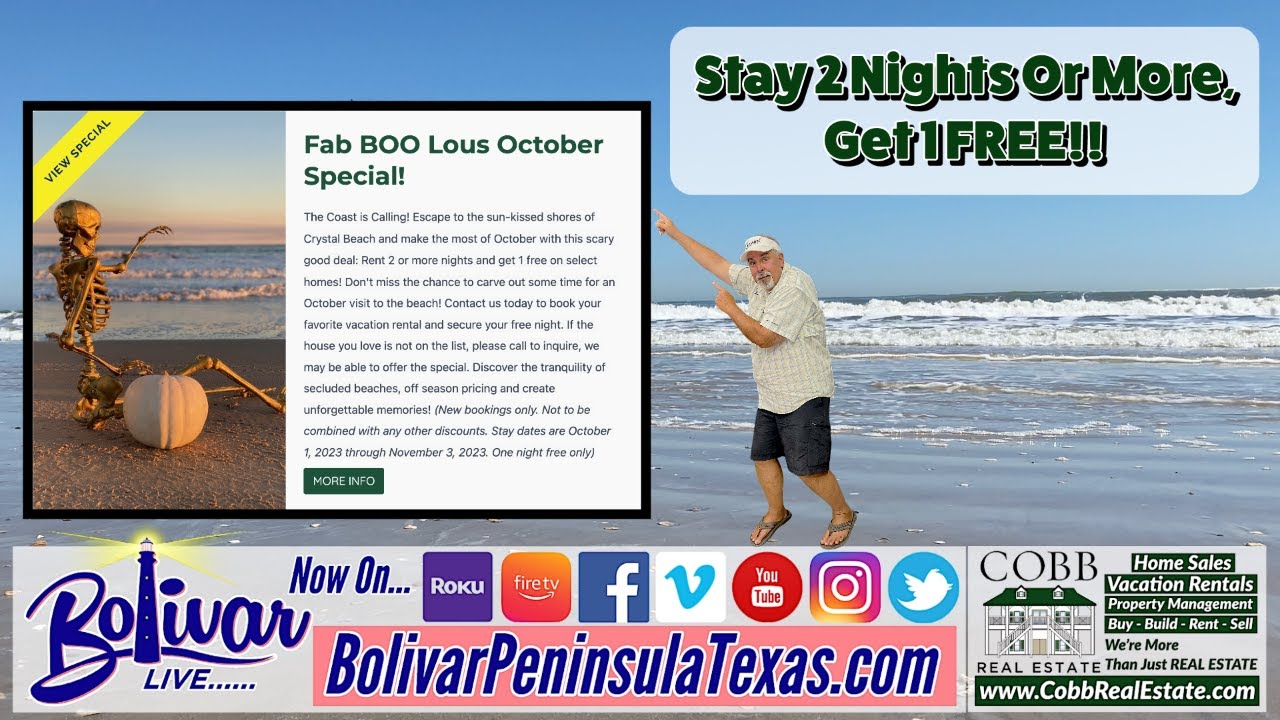 Cobb Real Estate, Rent 2 Or More Nights Get One FREE On Bolivar