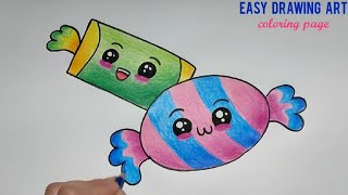 Cute Candy Drawing & Coloring Page How To Draw Kawaii Candy Poster Drawing