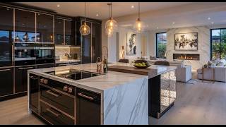 "The Obsidian Crest" Modern Ultra-Luxury Kitchen in Soft Contemporary High-End #interiordesign