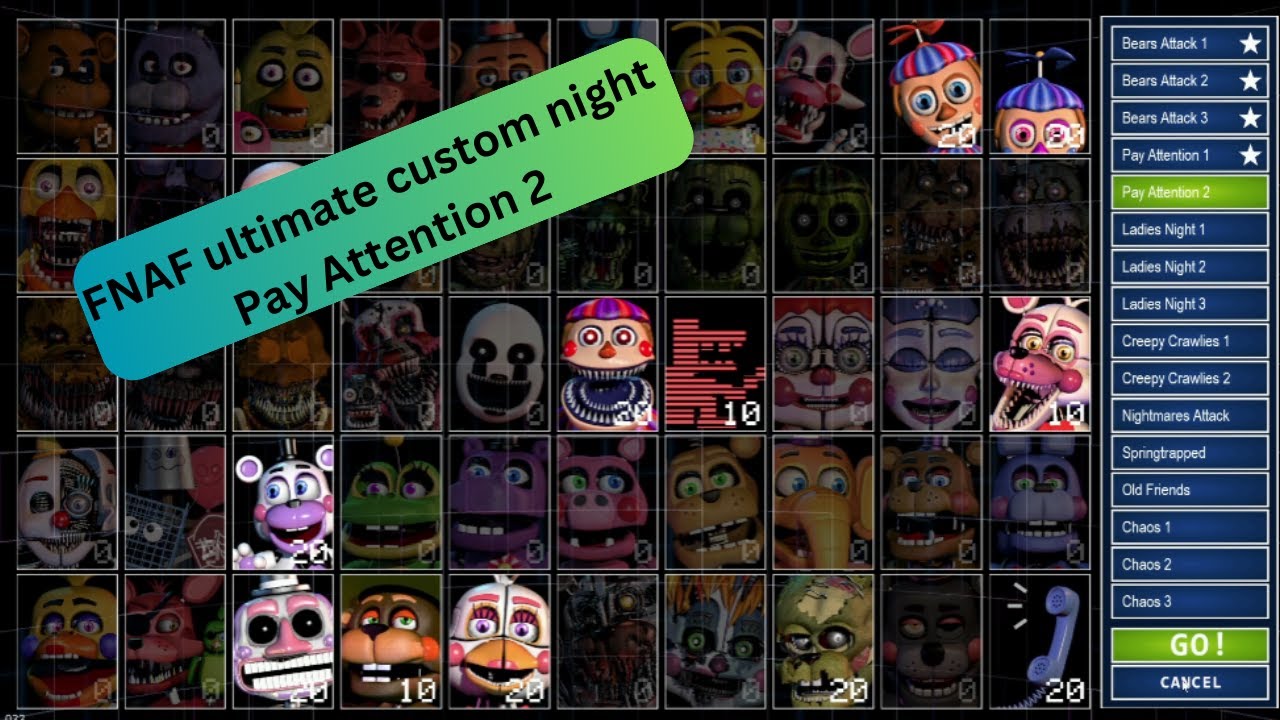 FNAF ultimate custom night Pay Attention 2 - YouTube