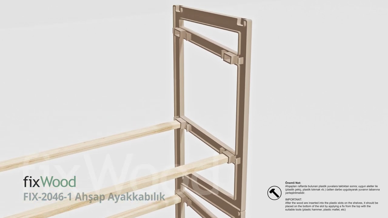 Fixwood Fix-2046-1 Ahşap Çubuklu Ayakkabılık Kurulum Talimatı