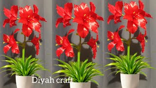 DIY 🌺 Amaryllis Form Satin Ribbon (bunga Bakung) Tutorial Ribbon Flowers 