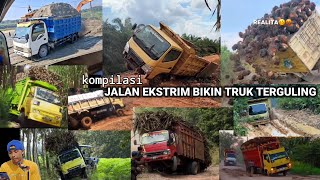Kompilasi Jalan Ekstrim Bikin Truk Terguling Truk Muatan Overload Oleng