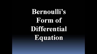 Understanding Bernoulli's Differential Equation