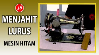 Menjahit Lurus Pada Mesin Jahit Hitam