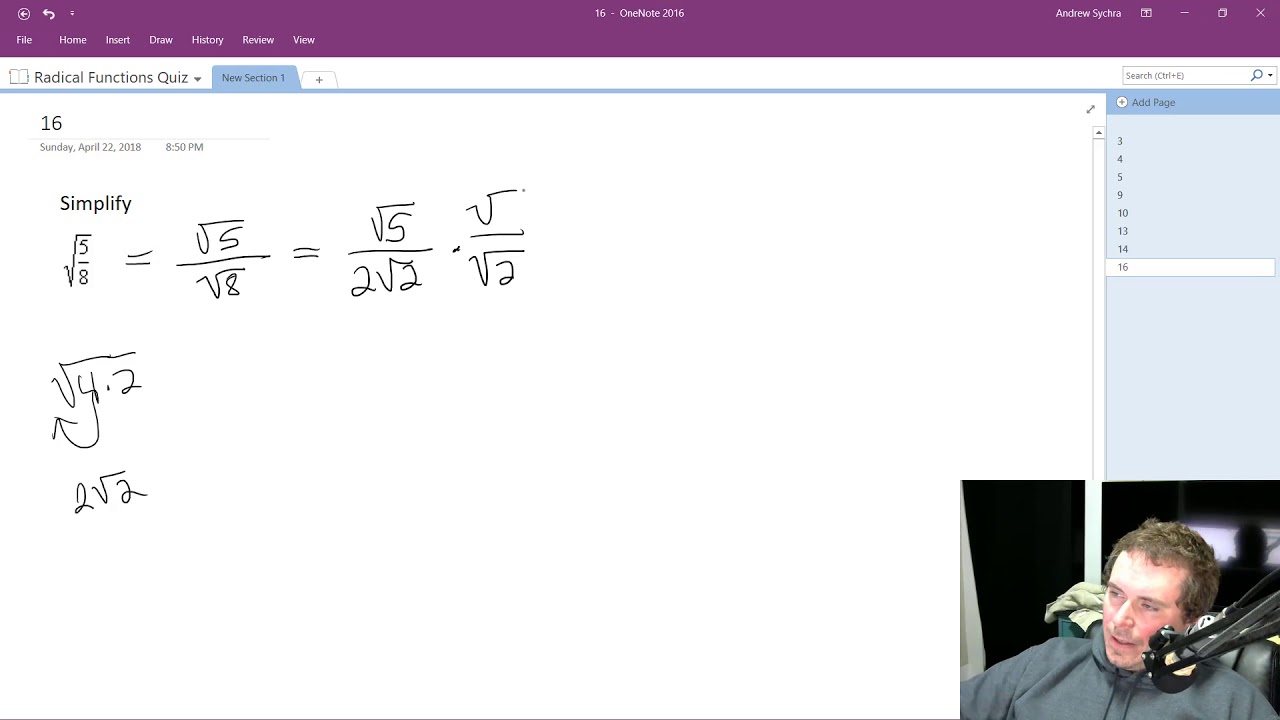 simplify-sqrt-5-8-youtube