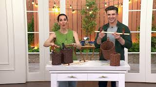 Cella Set Of 2 Poly Rattan Baskets With Hanging Bar On Qvc