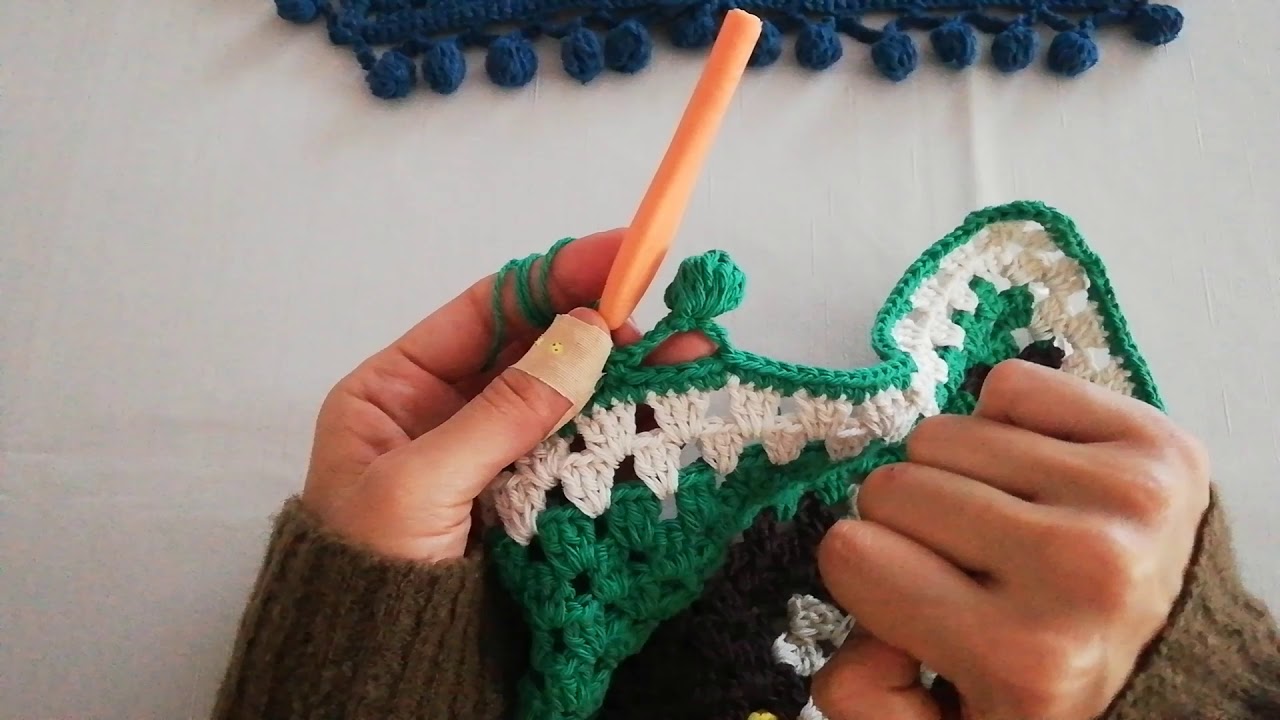 ponpon, fıstıklı kenar oyası yapımı/ battaniye kenar oyası