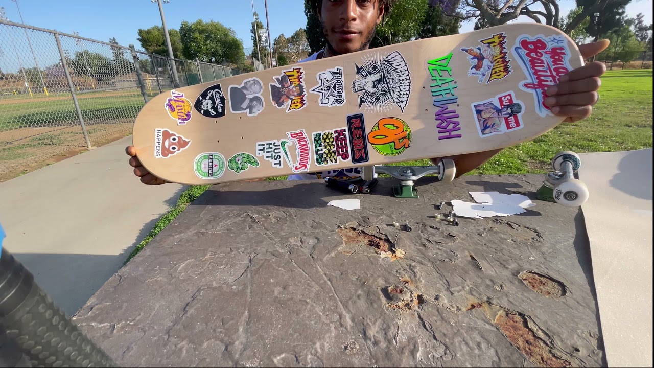 New Funaddix Skateboard Set Up Stickerbomb Clear Mob Grip tape