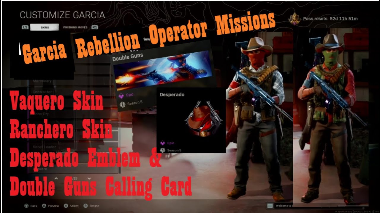 Garcia Rebellion Operator Missions in Plunder Solo - Vaquero & Ranchero Skin Unlocks
