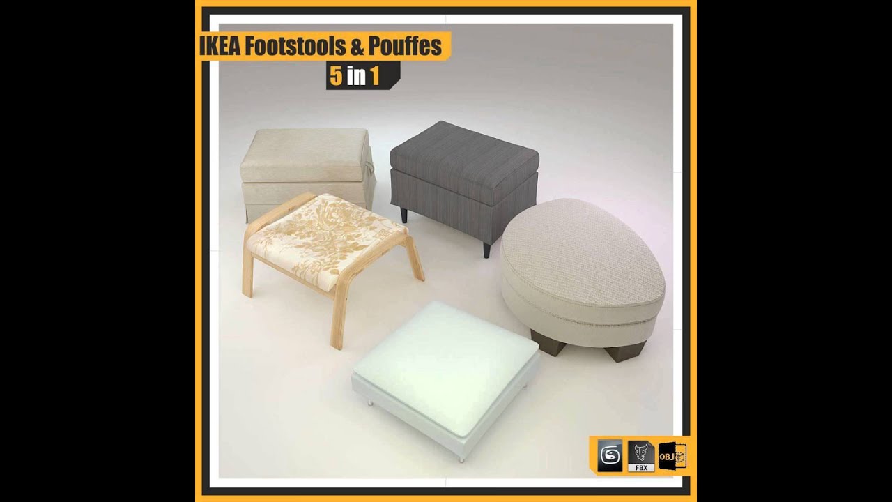 IKEA FOOTSTOOLS and POUFFES ::: 5 in 1 3D model from CGTrader.com
