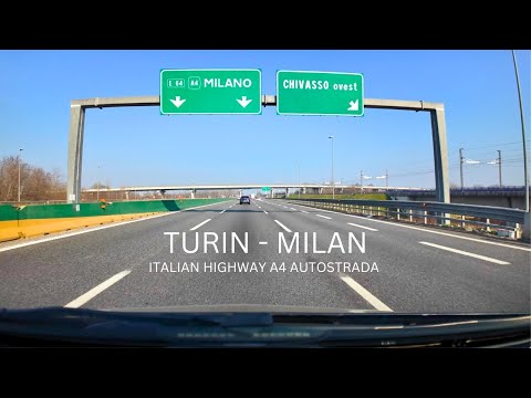 4K60 Driving Video on ITALIAN Highway: A4 AUTOSTRADA Turin to Milan