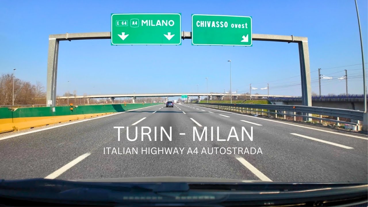 4K60 Driving Video on ITALIAN Highway: A4 AUTOSTRADA Turin to Milan
