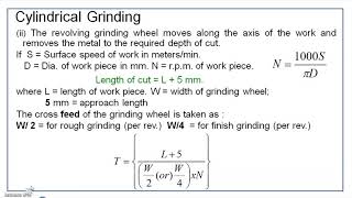 Machining time calculation  - grinding