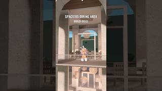 Big dining room, custom table, chandelier, and sunken floor build ideas 🤍 #bloxburg #bloxburghouse