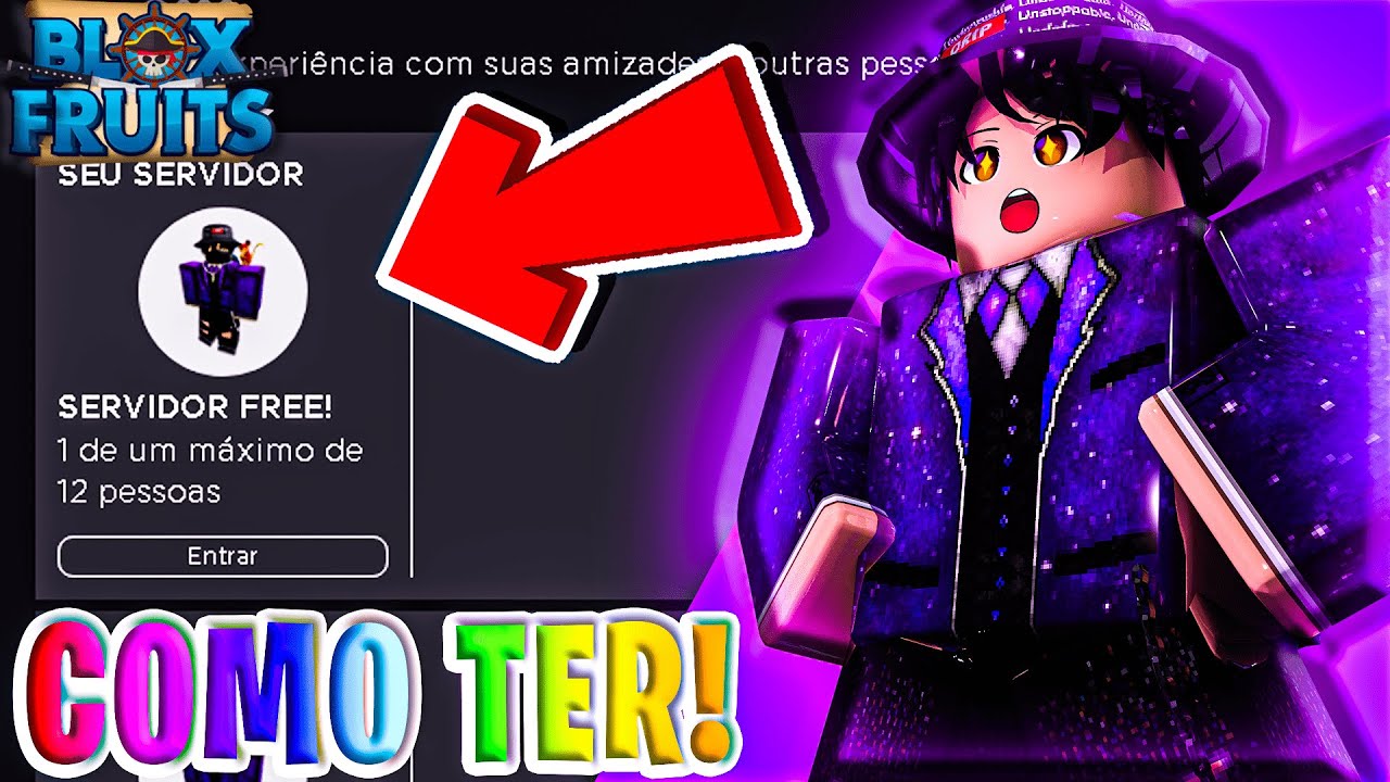 COMO TER SERVIDOR VIP DE GRAÇA NO BLOX FRUITS !! (SERVER VIP FREE) 