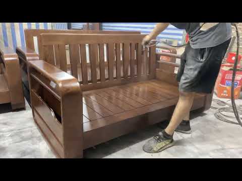 Video Sofa gỗ Sồi sơn màu óc chó phù hợp phòng khách 15m2 -... - youtube