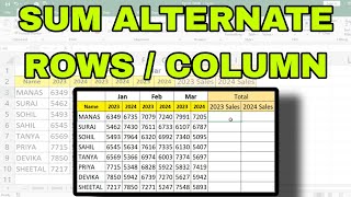 How To Sum Alternative Columns or Row Data In Excel