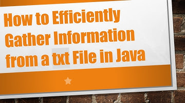 How to Efficiently Gather Information from a txt File in Java