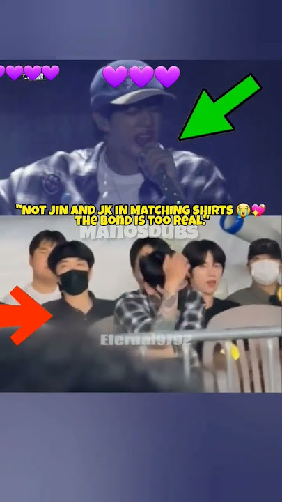 'NOT JIN AND JK IN MATCHING SHIRTS 😭💖 the bond is too real.' #jinconcert #jinkook