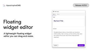 ApostropheCMS 4.27.0 Floating widget editor preview