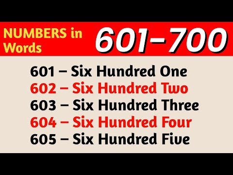 601 to 700 numbers in words in English || 601 - 700 English numbers with spelling