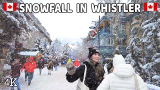 【4K】❄❄❄ Snowfall in Whistler! BC. Canada.  Snow fairy tale! Walking in the Snow.