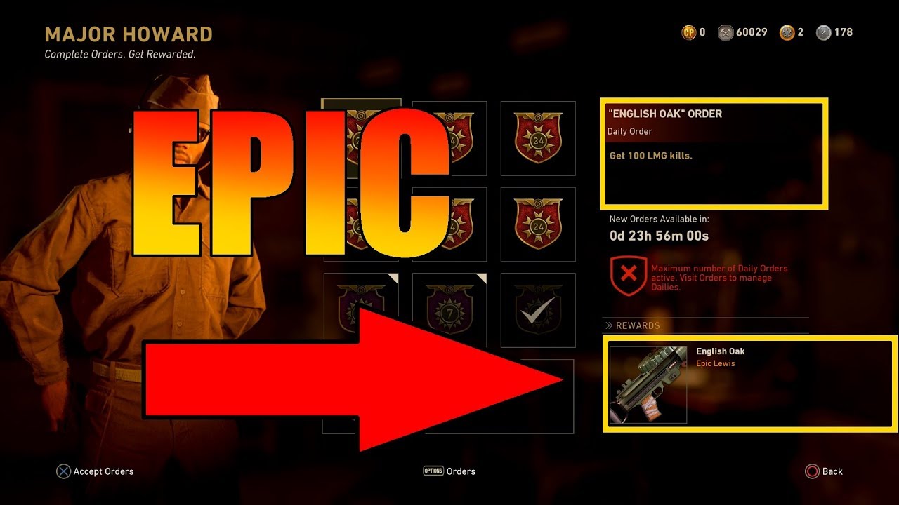 Daily Weapon Order is a Epic English Oak Lewis LMG - 4/27 CoD WW2