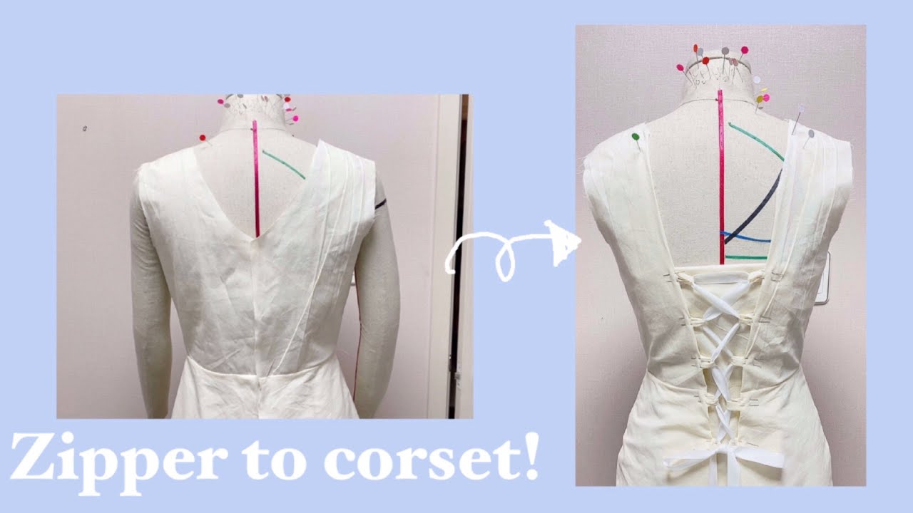 [지퍼에서 코르셋으로 변형하는 법!]/드레스메이킹/튜토리얼/sewing/드레스기초만들기/코르셋만들기