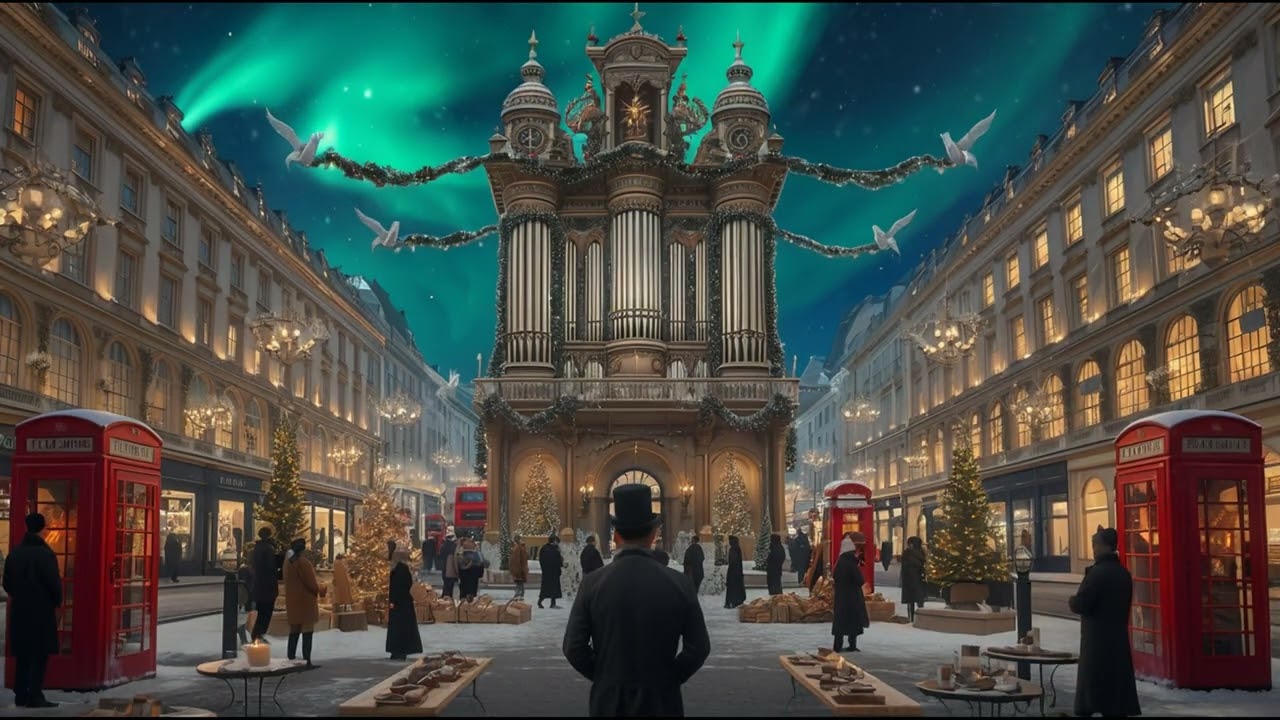 Victorian Christmas Pipe Organ on Snowy Regent Street for Relaxation & Focus
