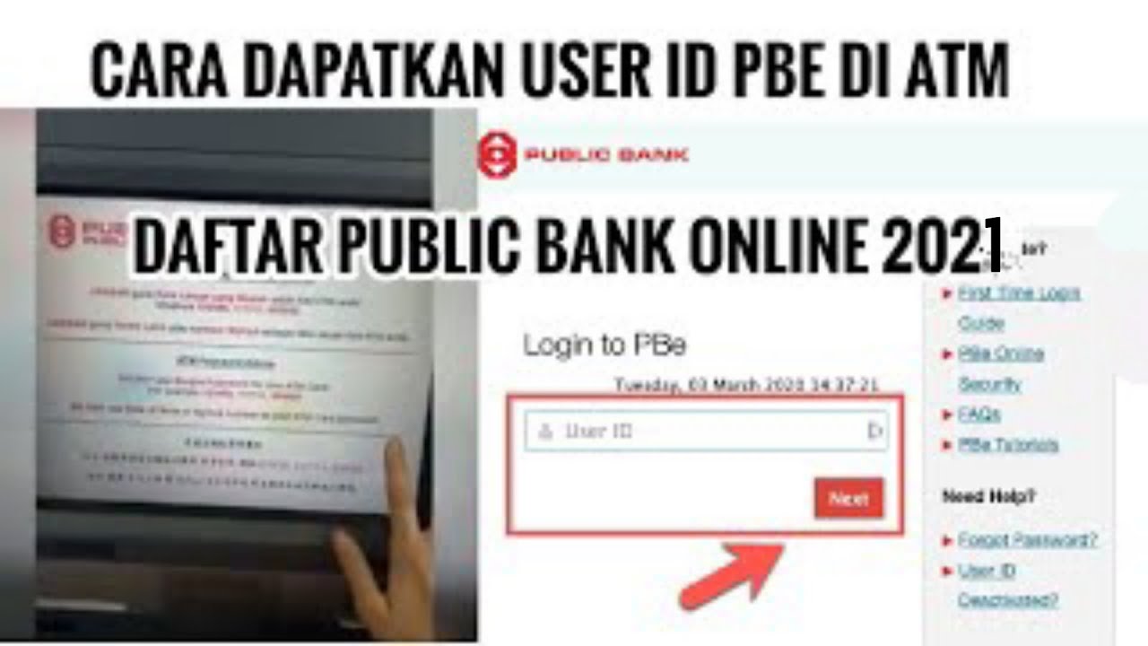 Cara Dapatkan User Id Public Bank Online Di Atm 2021 Youtube