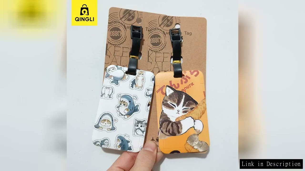 New Cute Shark Cat Luggage Tag Cartoon Anime PVC Bus Card Holder Cover Portable Travel Suitcase Labe