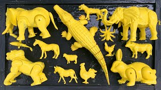 Membershikan Mainan Hewan Lumpur, Gajah, Buaya, Kelinci, Kingkong, Ayam, Kuda, Zebra