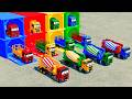 Transporting Huge Colorful Mixer Truck and Others With MAN Long Flatbed Trailer Trucks Eps 3 FS22