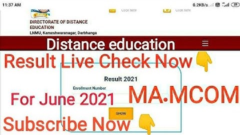 Distance Education Ma Mcom Result Check June 2021 Final Year | LNMU Distance Education Darbhanga