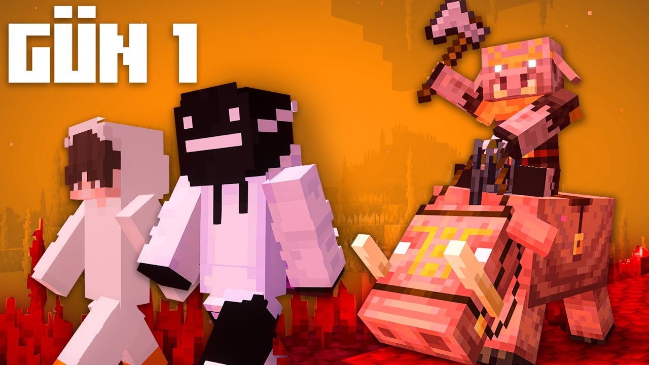 Minecraft LANETLİ NETHER'da 100 Gün Hayatta Kalabildik mi..? (part 1)