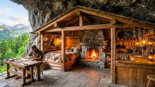 I Built a Cozy Underground Shelter on the Edge of a Cliff | Bushcraft Survival