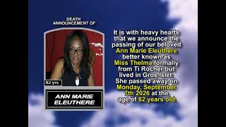 Ann Marie Eleuthere ~ Short Obituary