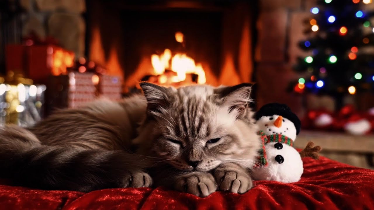 LIVE Calming Cat Music 12 Hours Stress Relief Sounds for Cats with Soft Purring & Fireplace Ambience
