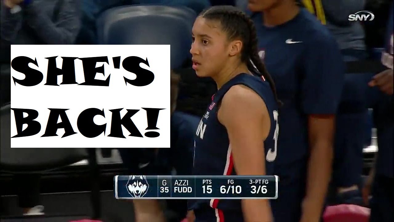 Аззи Фадд возвращается после пропуска 12 игр и помогает команде UConn Huskies, занимающей 10-е ме...