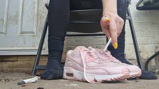 Spitting Wet Messy Ashtray Well Worn Nike Air Max Used Tease Play Socks Well Worn Smelly