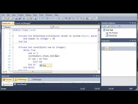 Visual Basic Tutorial   48   Exit Subs