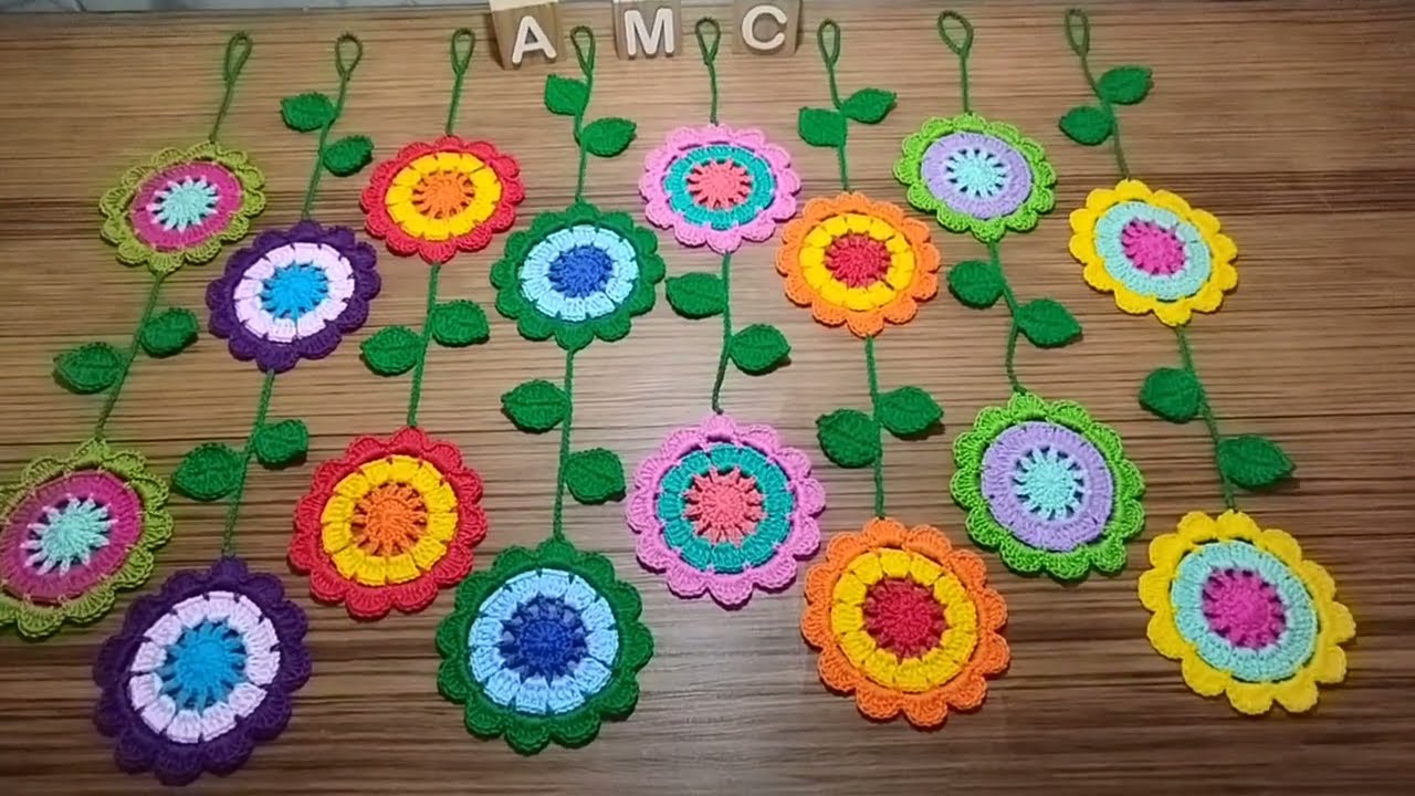 Varal de Flores, produção da semana   #vivendodocroche #crochet #artesanato #flores #cortina