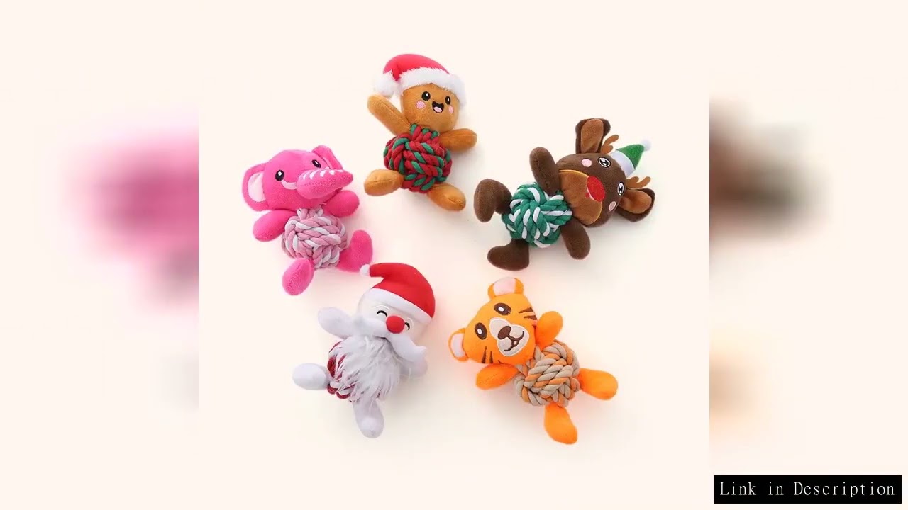 Little Animals Plush Dog Toys with Cotton Rope & Squeakers Chew Resistant Animal Dental Toys for Pup