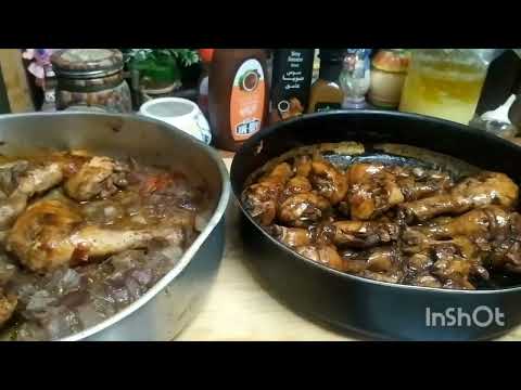 الفراخ المصري بالبصل المكرمل والفراخ الصيني بالصوصا ت و الجنزبيل الفريش اكل من قارتين